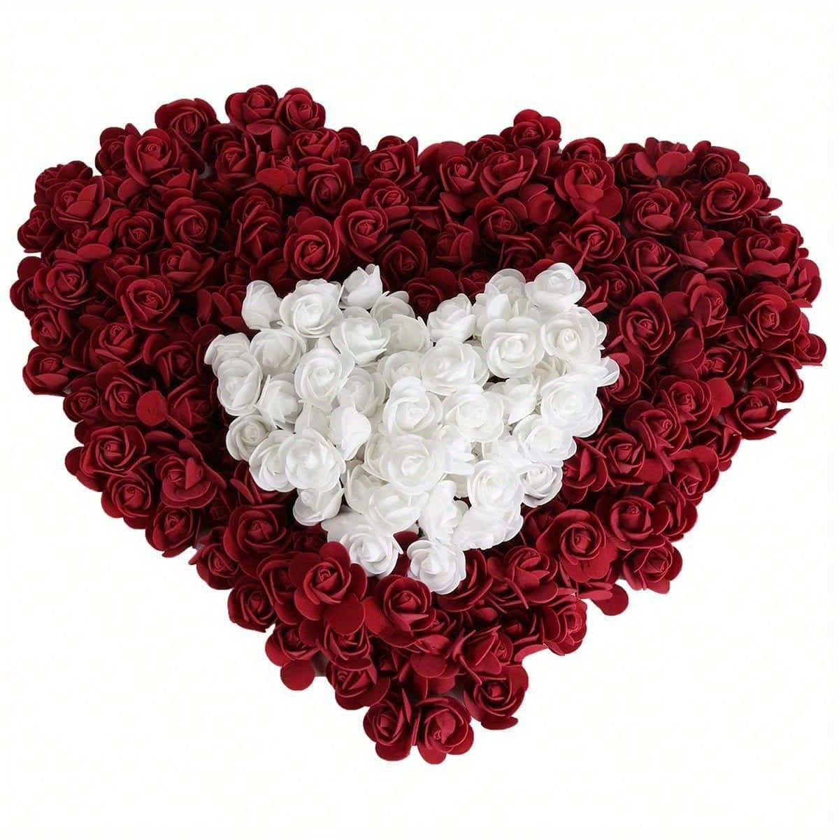 500 Mini Roses Crafts Burgundy Flowers Artificial Small White Roses Foam Flowers Fake Flower Heads Baby Baptism Decorations Table Setting Centerpieces...