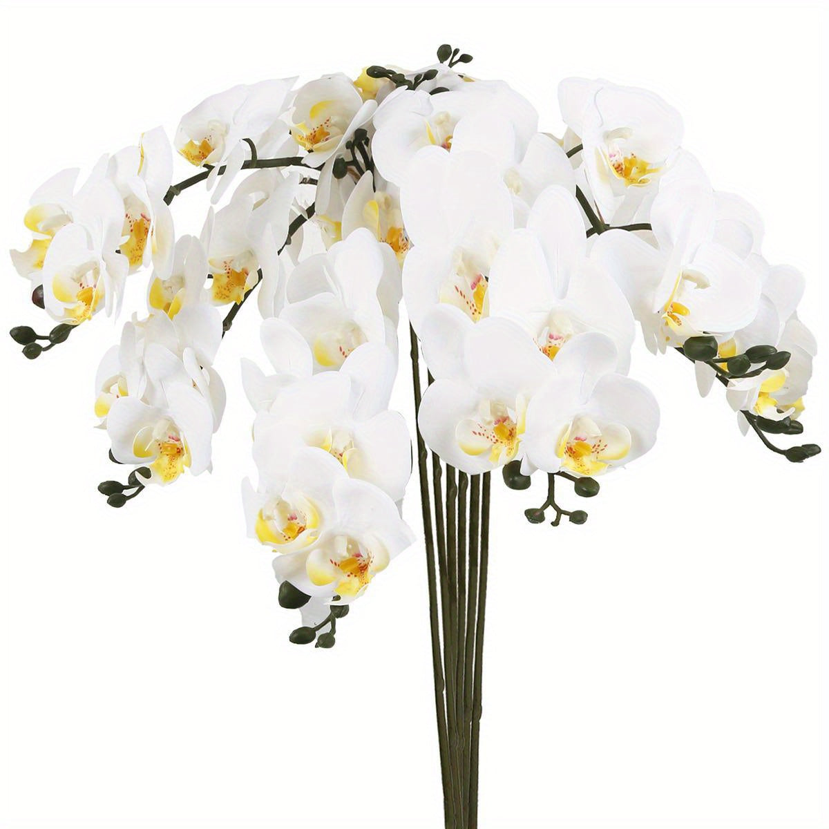 6 Pack Artificial Orchid Stems Artificial Phalaenopsis Orchid Real Touch Orchid Artificial Flower Stems, 24 Inch Latex Flowers Home Decor Artificial Orchid...