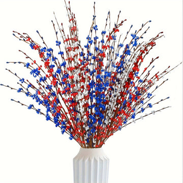 15pcs 29.1" Long Artificial Jasmine Patriotic Flowers Pick Red White Blue Artificial Jasmine Plants for July 4th Independence Day Memorial Day Wedding Home Party Office Decoration...