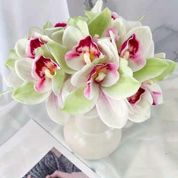 3 Pack Artificial Phalaenopsis Orchid Bouquet 6 Heads/Bundle Artificial Orchid Silk Real Touch Fake Flowers Suitable for Home Wedding Restaurant Hotel Room Decoration...