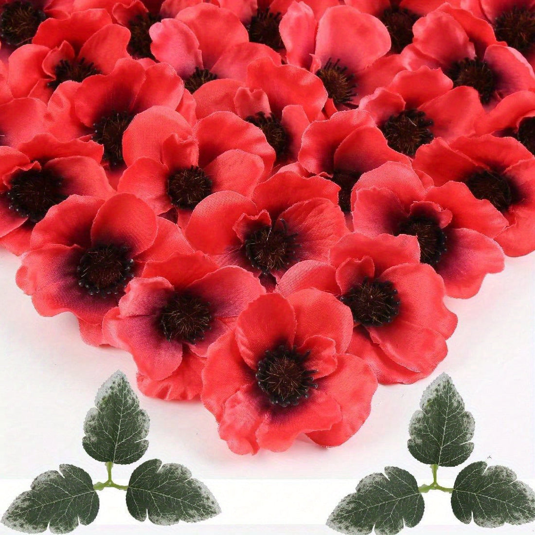 100pcs Artificial Flowers Poppy Flowers Artificial Flowers 2.76 Inch Poppy Silk Flowers Artificial Poppy Corsage Centerpiece Flower Arrangement Wedding Bouquet...