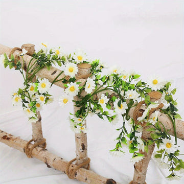 2 Pack 5.9ft Artificial Daisy Vine Artificial Flower String Hanging Ivy Fake Daisy Vine for Home Wedding Arch Decoration...