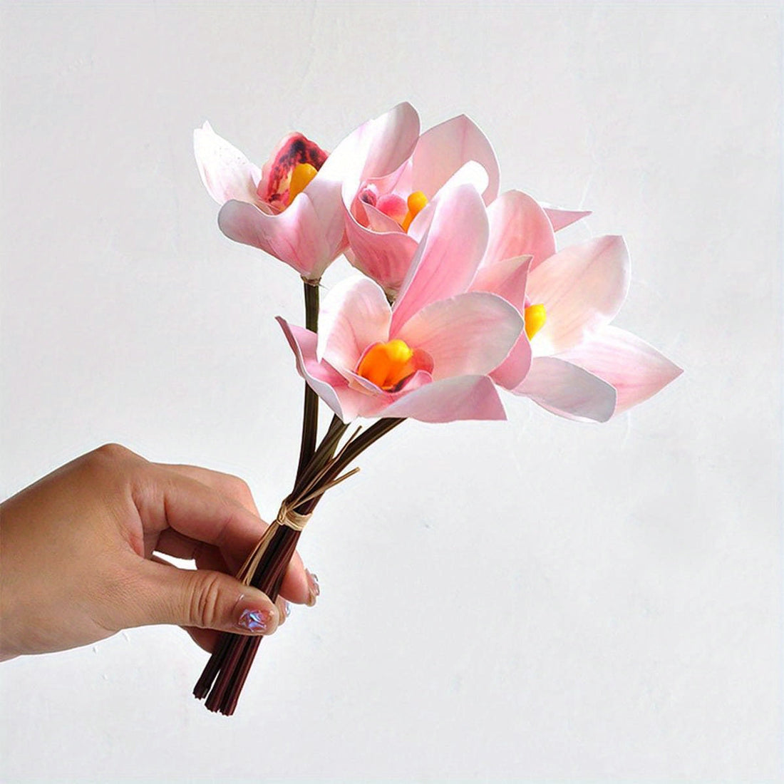 3 Bunches Artificial Orchids Magnolia Cymbidium Decoration Real Touch Flowers Home Decor Wedding Decoration...