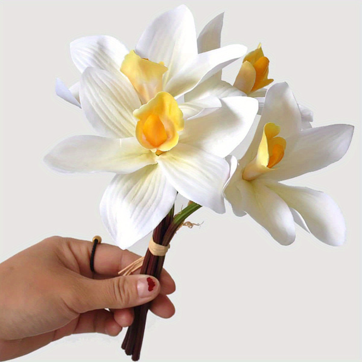 3 Bunches Artificial Orchids Magnolia Cymbidium Decoration Real Touch Flowers Home Decor Wedding Decoration...