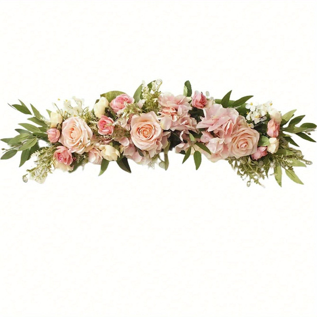 1pc Artificial Peony Red Rose Flower Imitation Flower Arch Garland Simulation Door Lintel Fake Green Leaves and Silk Flower Garland Suitable for Home Garden Wedding Arch Front Door Wall Decoration Wedding Decoration, Valentine's Day Decorat...