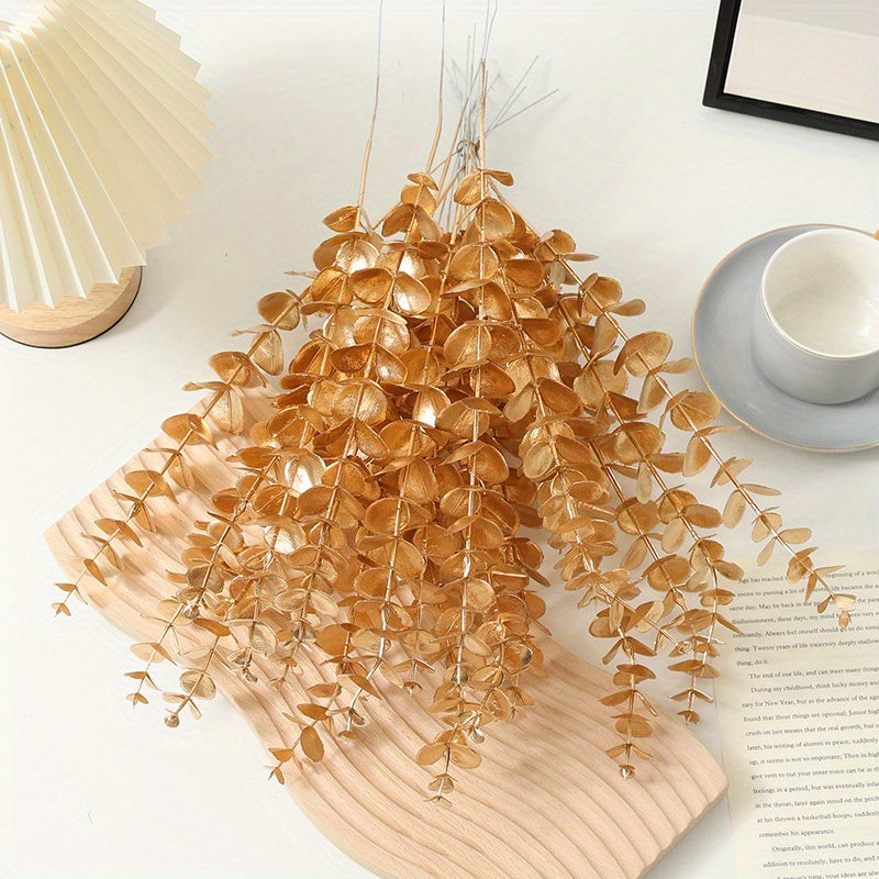 24pcs 18.5 inch Gold Eucalyptus Stems, Artificial Eucalyptus Leaves Decorations Artificial Greenery Stems Wedding Centerpiece Floral Arrangement Farmhouse Home Decor Party Birthday, Valentine's Day, Mother's Day Gift Decoration...