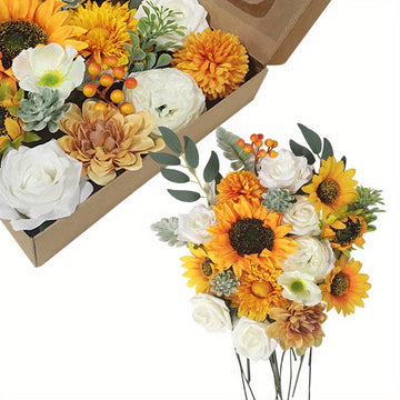 Artificial Sunflower Hydrangea Boxed Flower Heads Multicolor Home Wedding Wreath Scrapbook Craft Accessories Gift...