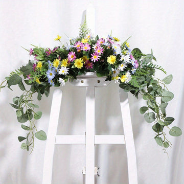 Artificial Daisy Flowers Sunflower Garland, Door Lintel Wedding Arch Flowers, Eucalyptus Leaves Wall Hanging Spring Floral Ornaments, Front Door Wedding Party Home Spring Decoration Garland...