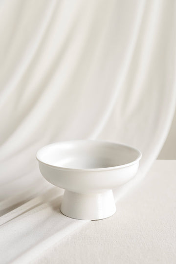 Ceramic Compote Vase in White | Clearance