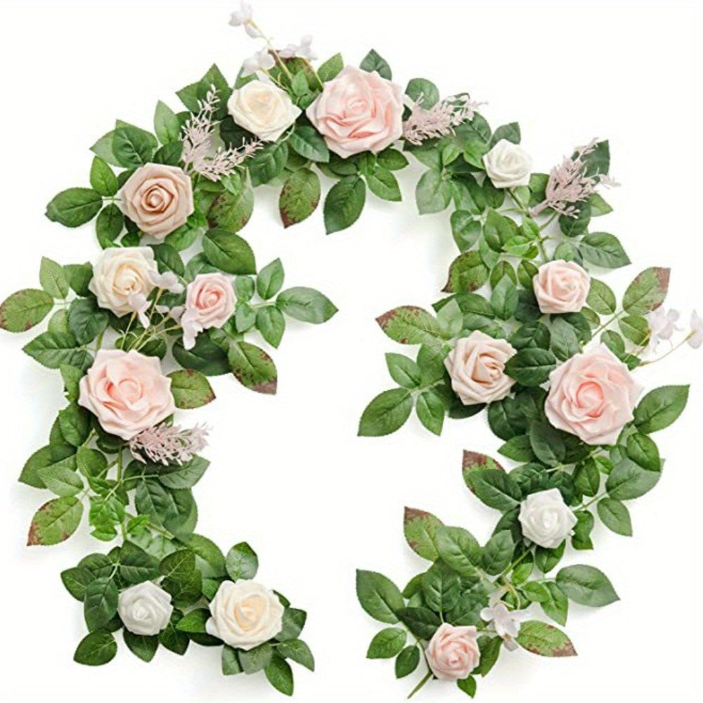 Artificial Rose Flower Garland 6ft Floral Arrangements Wedding Ceremony Backdrop Arch Flowers Table Centerpieces Decorations Floral Garland Greenery Garland Indoor Outdoor Backdrop Wall Decor