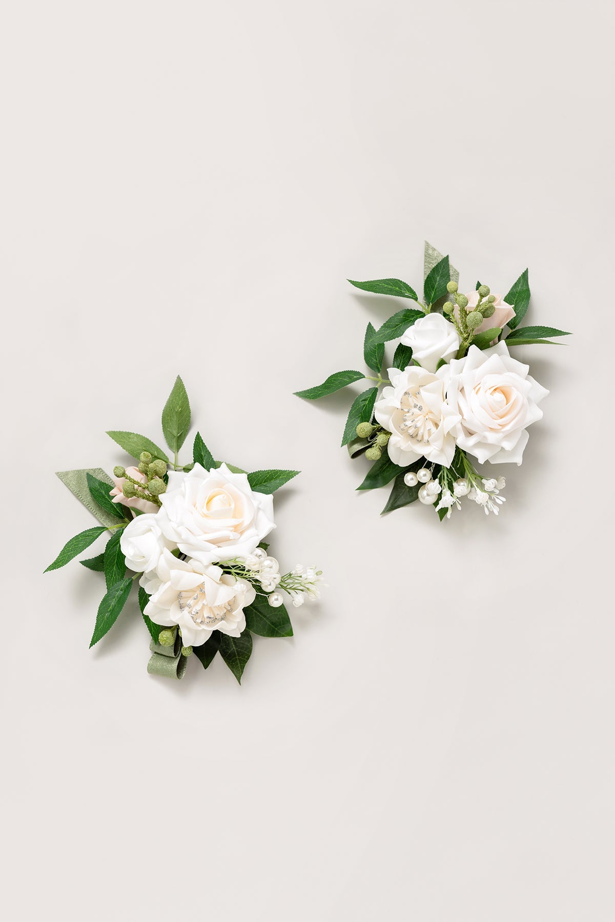 Shoulder Corsages in White & Sage