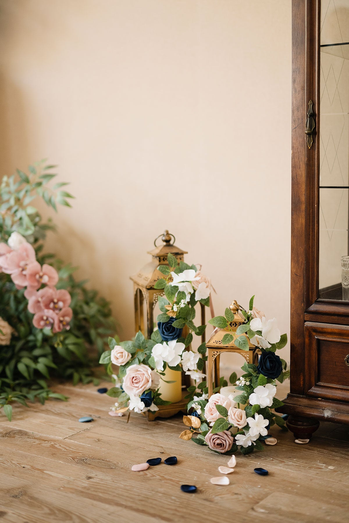 1.8ft Flower Garlands in Dusty Rose & Navy