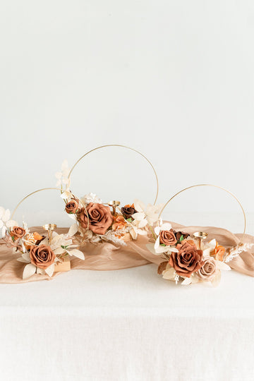 Wreath Hoop Centerpiece Set in Rust & Sepia