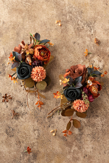 Shoulder Corsages in Black & Pumpkin Orange | Clearance