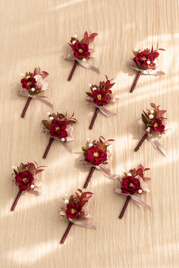 Boutonnieres for Guests in Burgundy & Dusty Rose | Clearance