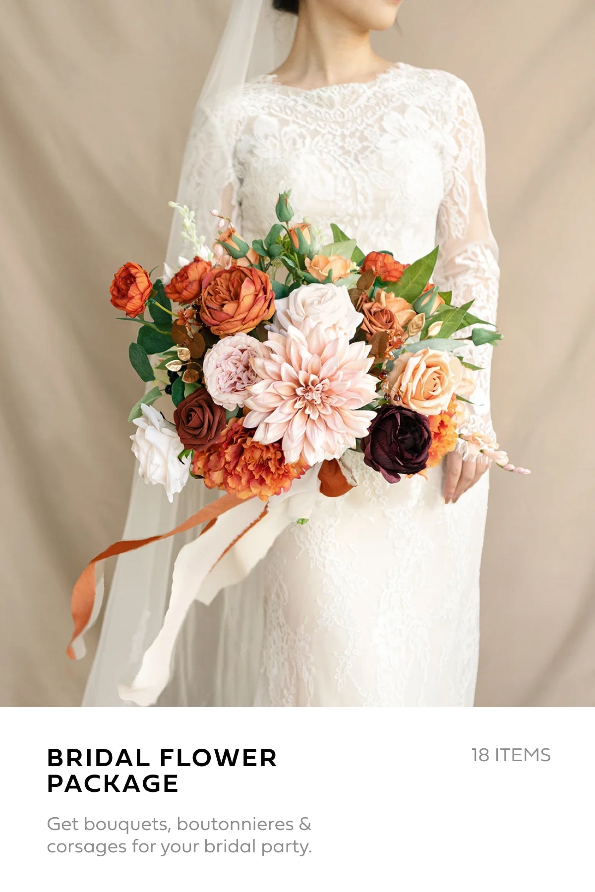 Pre-Arranged Wedding Flower Packages in Sunset Terracotta