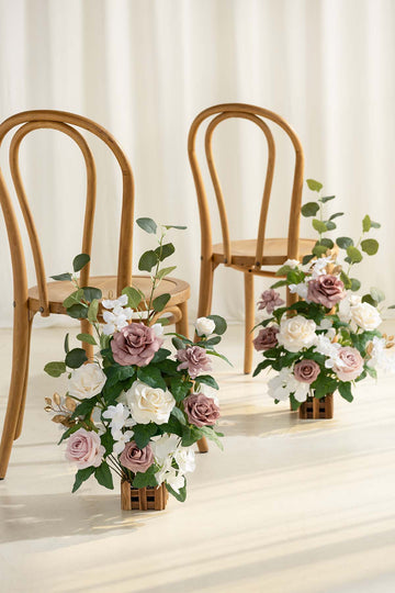 Wedding Aisle Runner Flower Arrangement in Dusty Rose & Cream