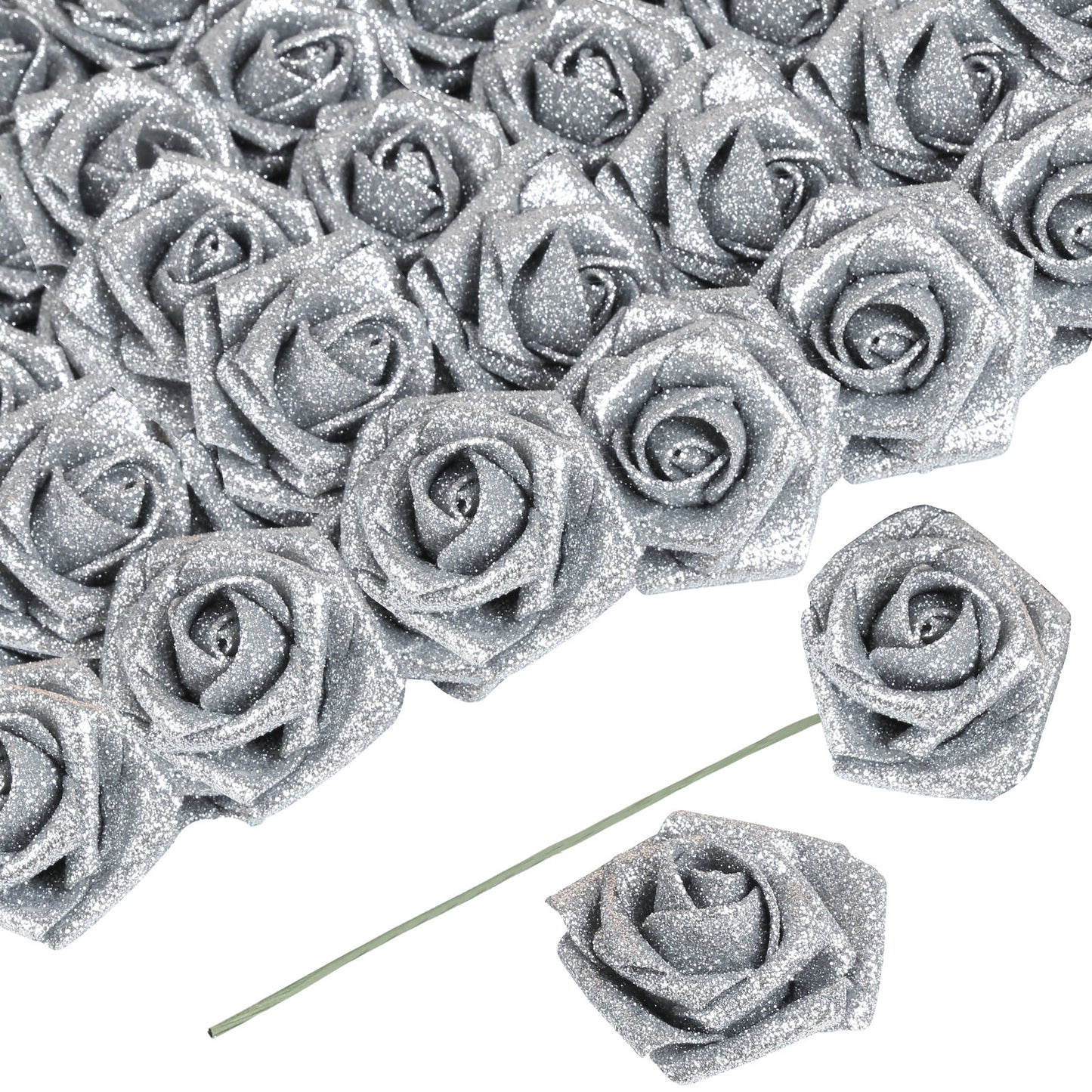 30pcs Glitter Roses Artificial Flowers Glitter Fake Roses