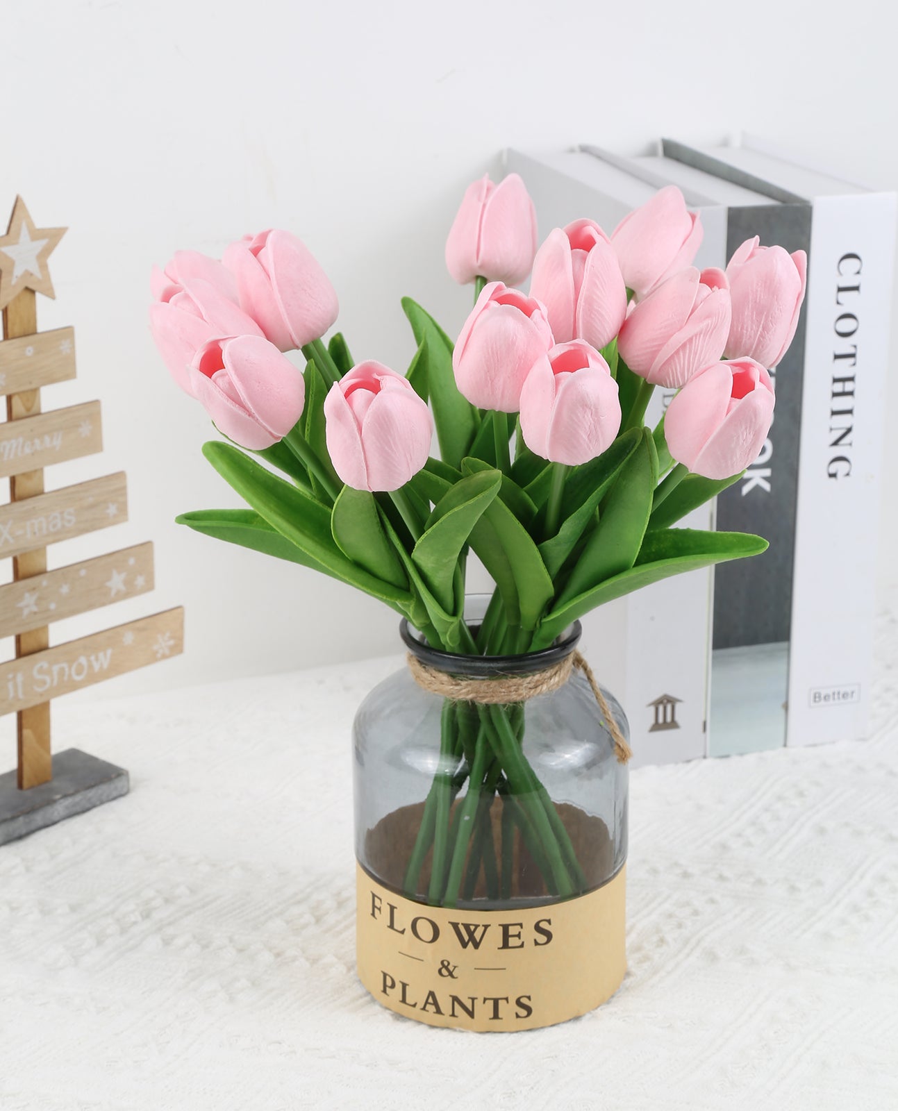 Tulips Artificial Flowers 10Pcs Fake Faux Tulips PU Real Touch Tulips Fake Flowers