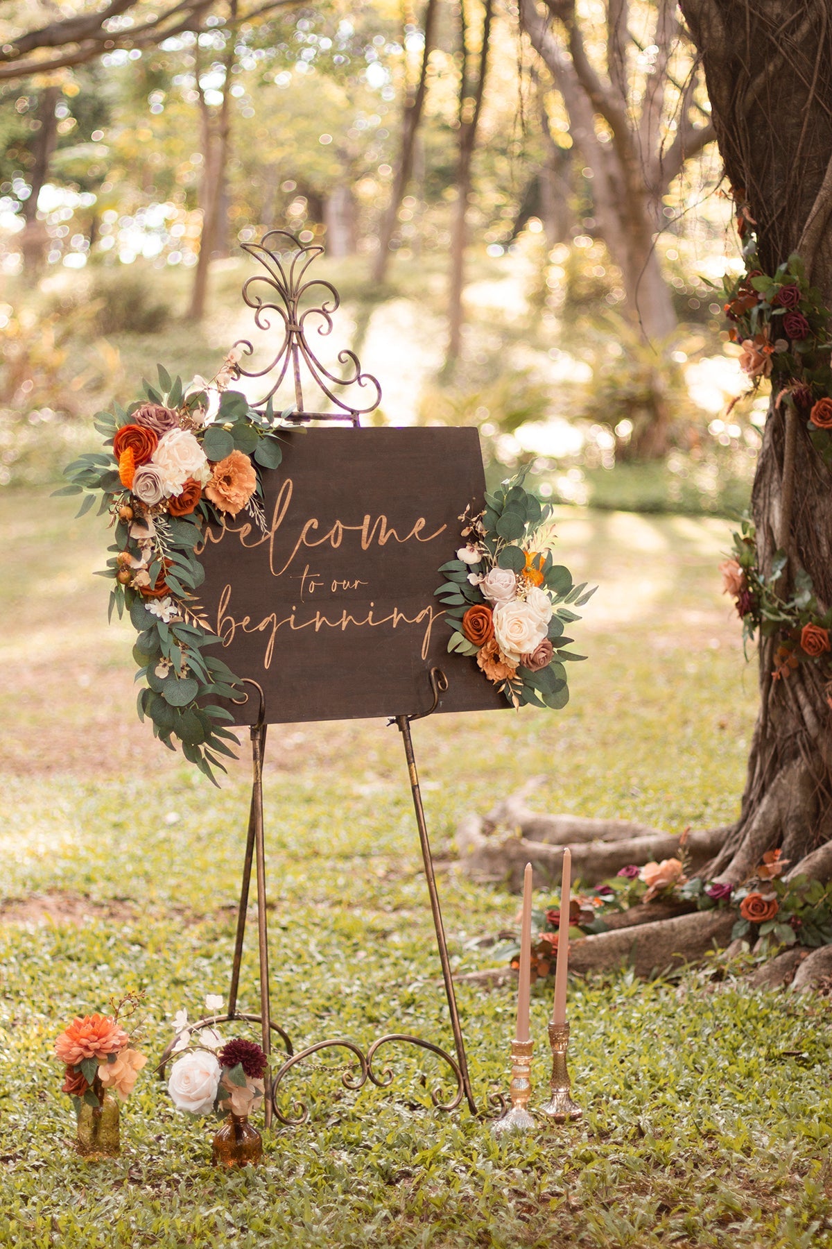 Combo Set Flower Sign Decor in Sunset Terracotta