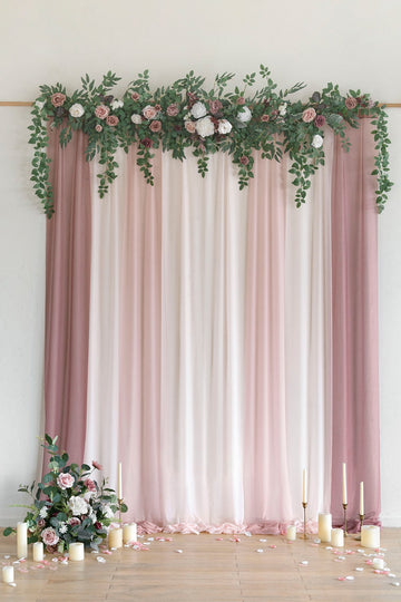 6.5ft Flower Garland with Hanging Vines in Dusty Rose & Mauve