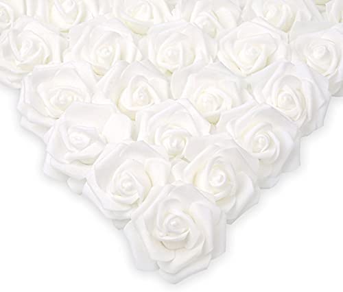 100 Pcs Real Looking Ivory White Foam Fake Roses