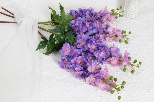 Delphinium Artificial Flowers Latex Real Touch 4PCS 31.49in Larkspur Artificial Flowers