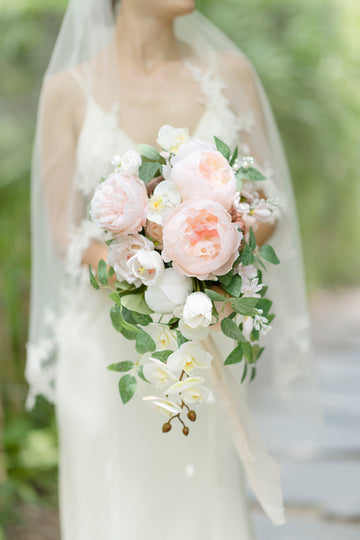 Small Cascade Bridal Bouquet in Blush & Cream