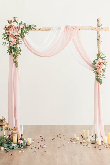 Flower Arch Decor with Drapes in Dusty Rose & Cream