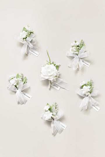 Boutonnieres in Timeless White