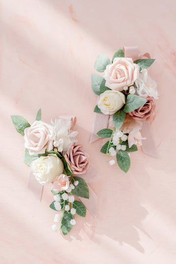 Shoulder Corsages in Dusty Rose & Cream