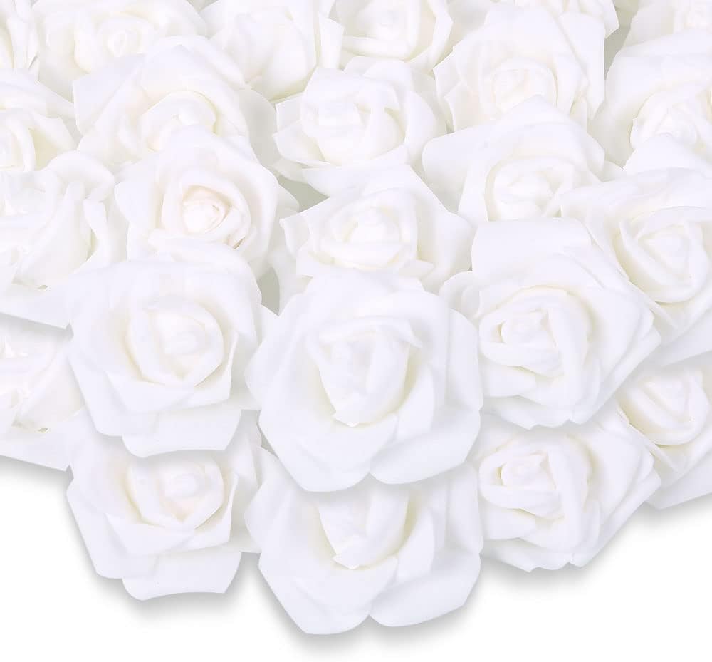 200pcs 3-Inch Pink Artificial Foam Rose Flower Head