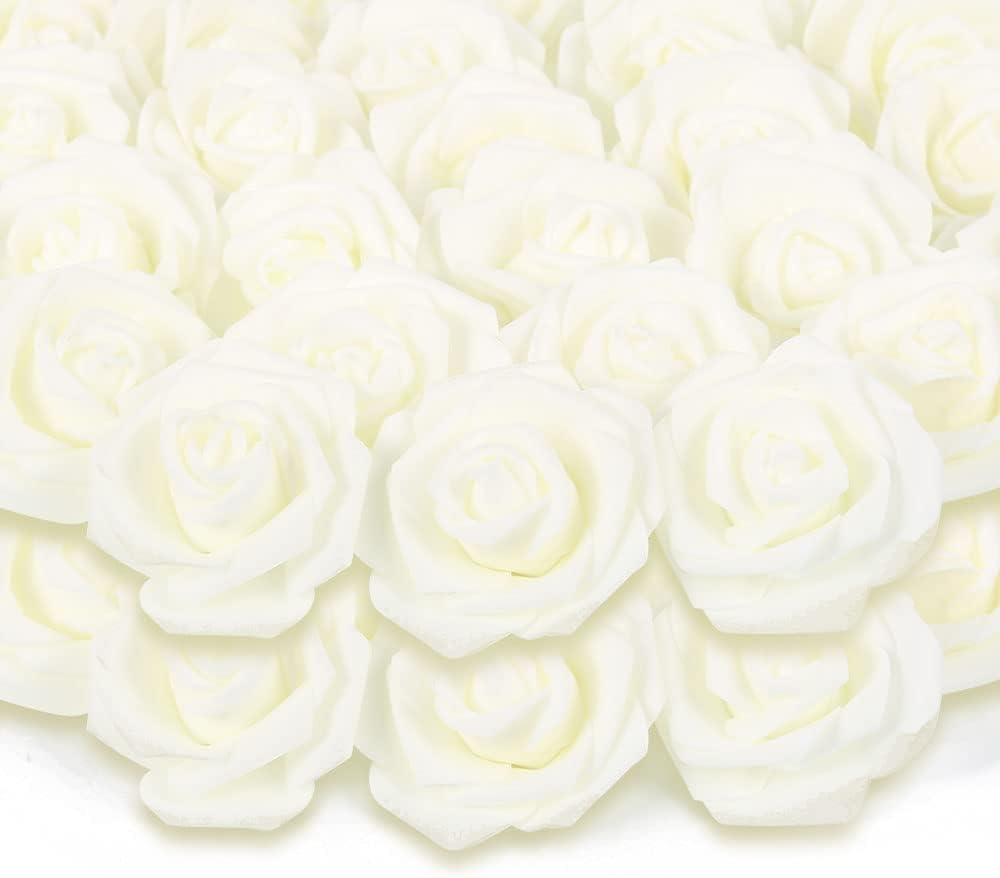 200pcs 3-Inch Pink Artificial Foam Rose Flower Head