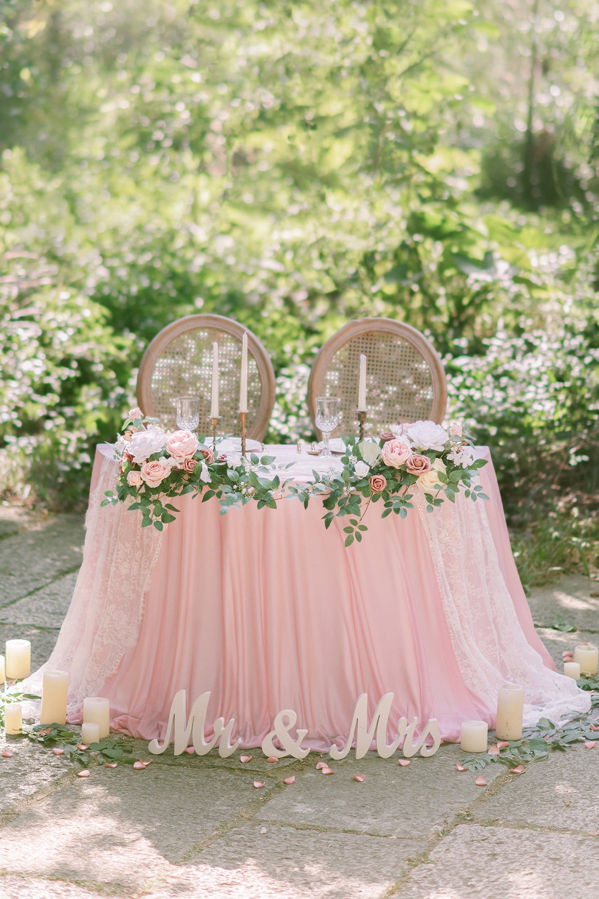 Head Table Floral Swags in Dusty Rose & Cream