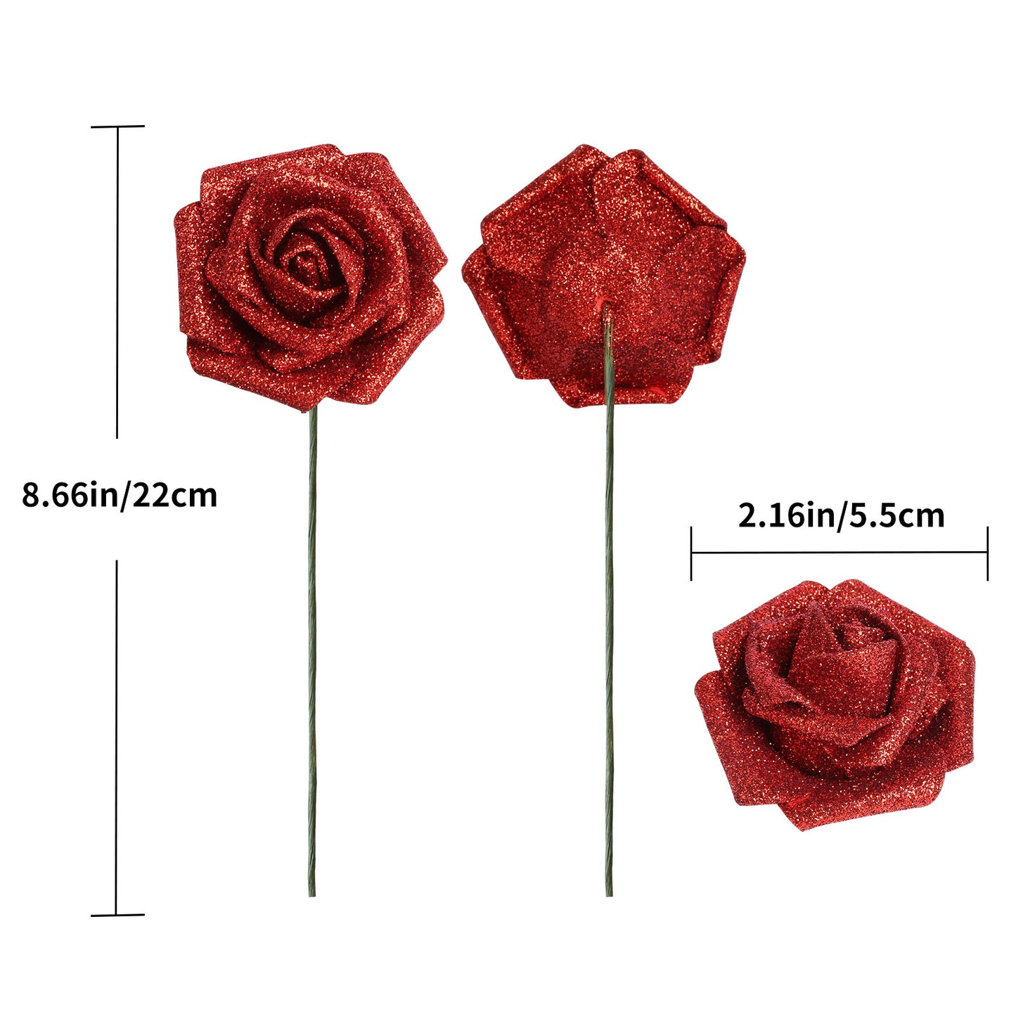 30pcs Glitter Roses Artificial Flowers Glitter Fake Roses