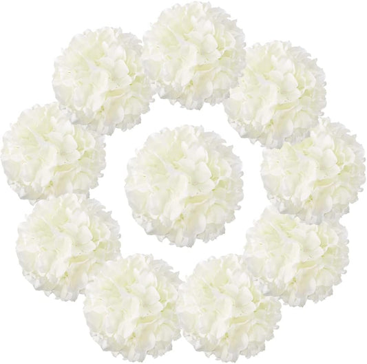 10pcs White Hydrangea Artificial Flowers White Silk Flowers Hydrangea