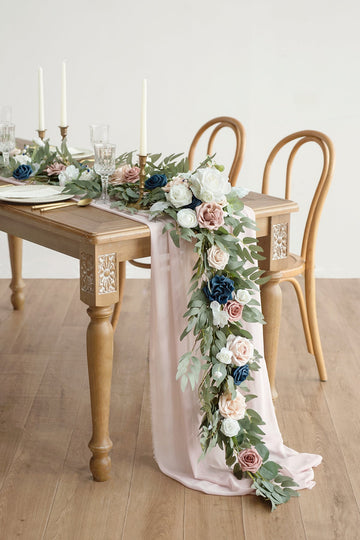 6ft Flower Garland in Dusty Rose & Navy