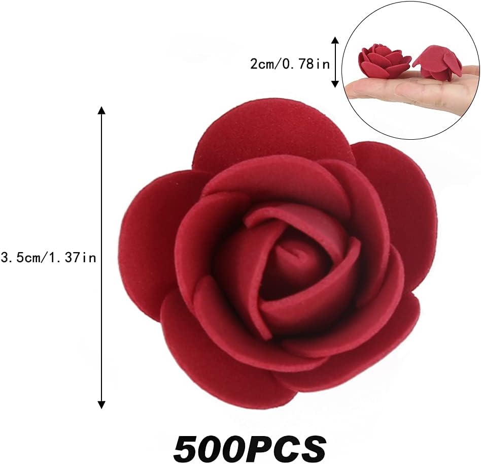 500pcs Burgundy Mini Foam Rose Heads, Artificial Foam Flower Bulk Fake Flower