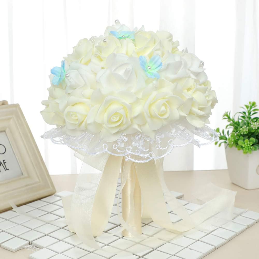 100 Pcs Real Looking Ivory White Foam Fake Roses