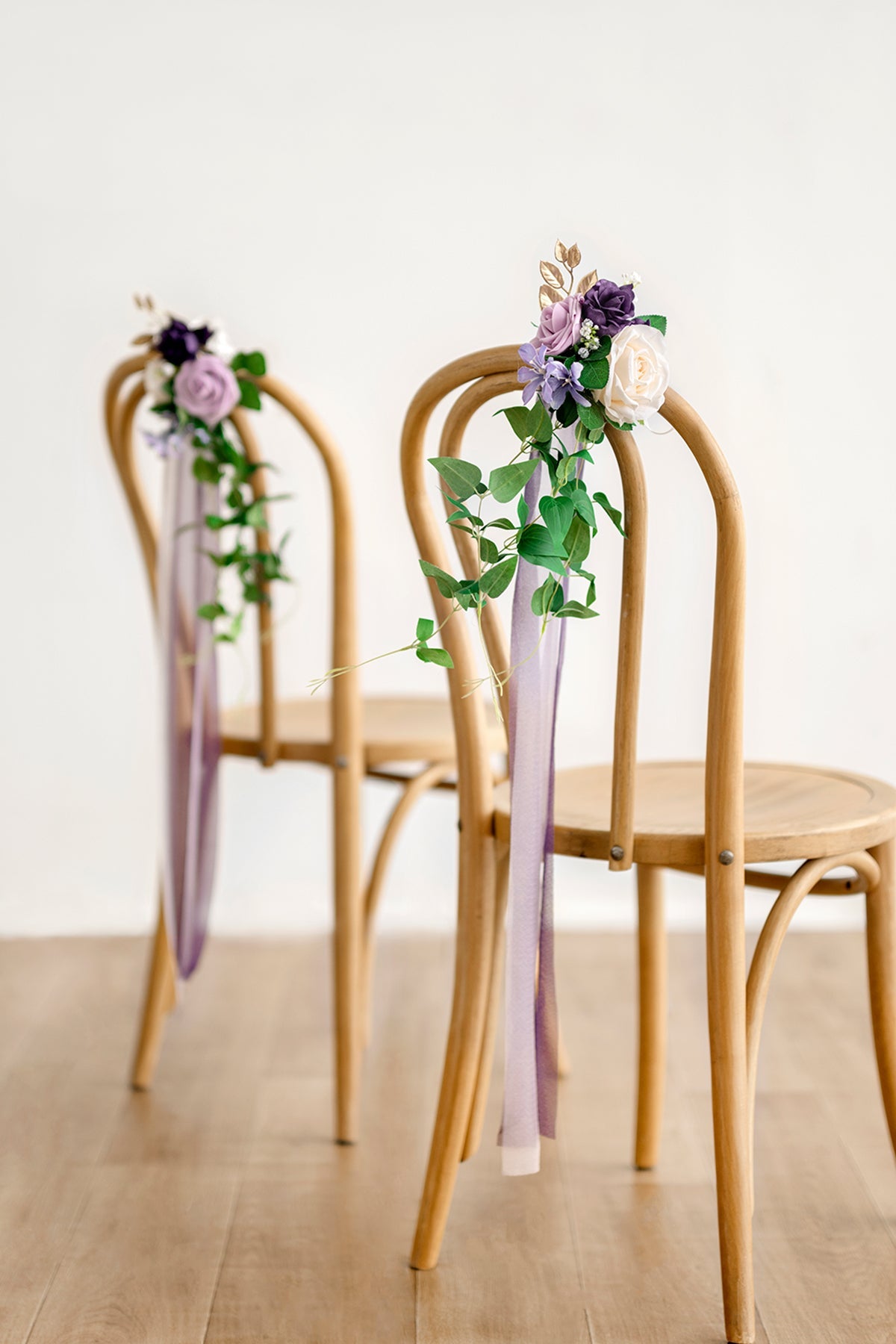 Wedding Aisle Decoration Pew Flowers in Lilac & Gold