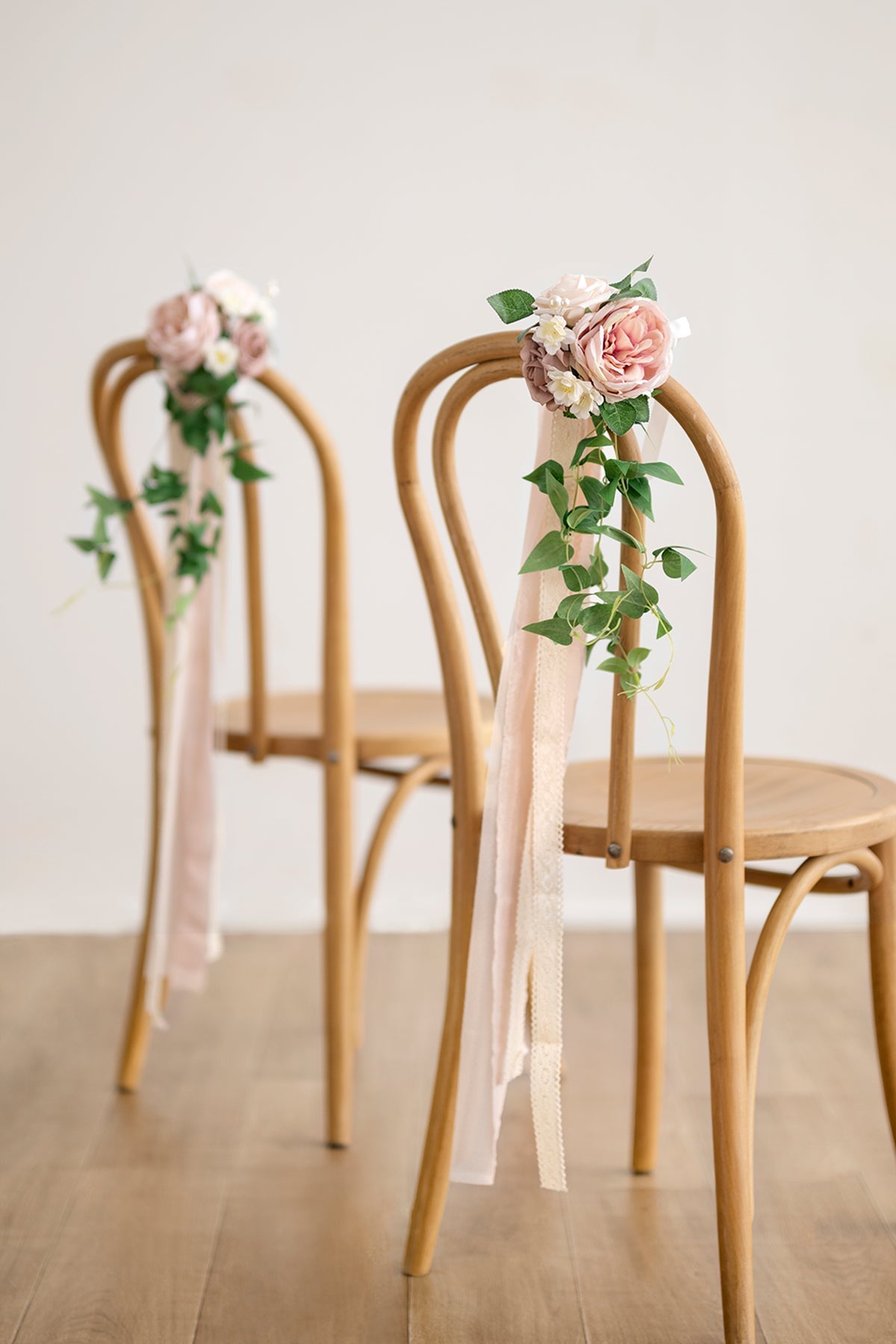 Wedding Aisle Decoration Pew Flowers in Dusty Rose & Cream