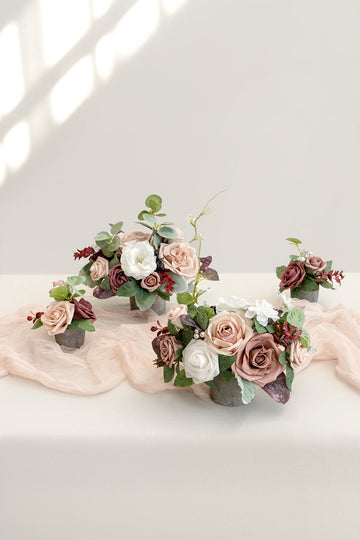 Assorted Floral Centerpiece Set in Dusty Rose & Mauve