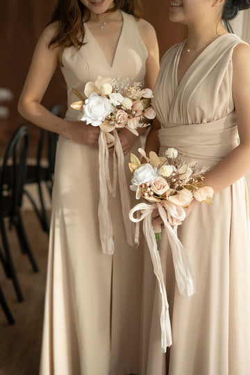 Bridesmaid Posy in White & Beige