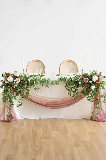Large Floral Swag Set for Rectangle Head Table in Dusty Rose & Mauve