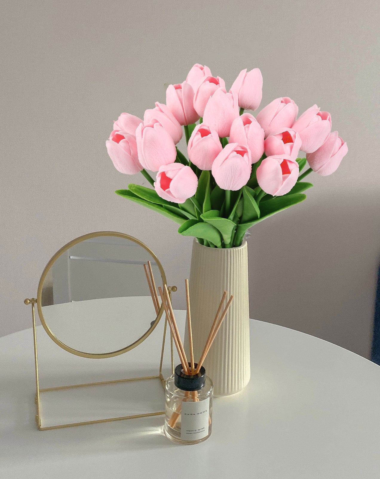 24 pieces of artificial tulips are used for decorating fake tulips, flower arrangement, artificial tulip decoration, dining table, home decoration, baby shower center decoration