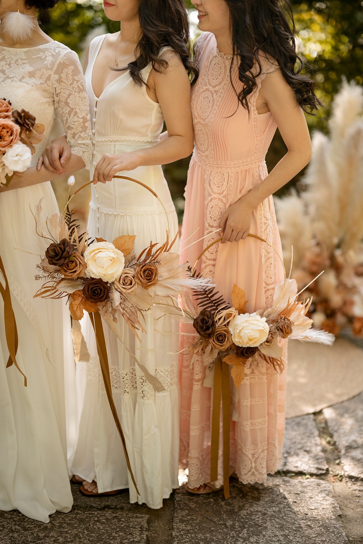 Hoop Bridesmaid Bouquets in Rust & Sepia | Clearance