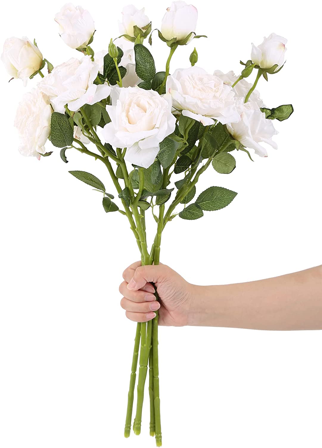 21.25" Long Stem Roses Artificial Flowers 5PCS 15Heads Fake Roses Flowers