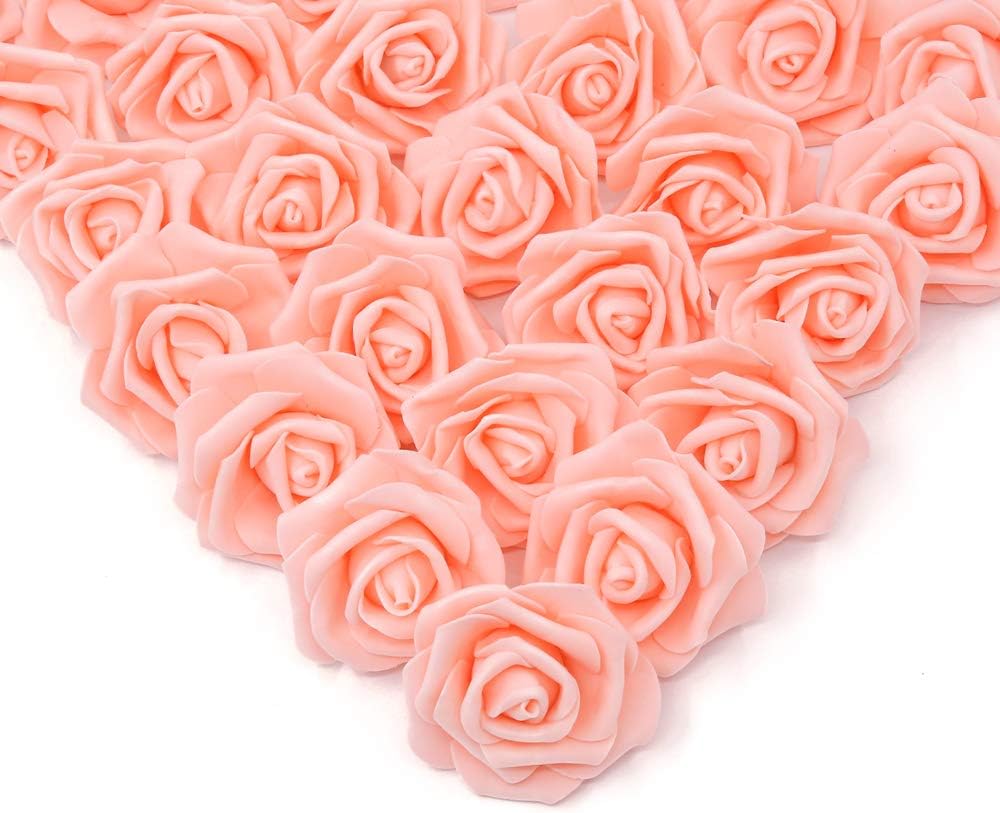 100 Pcs Real Looking Ivory White Foam Fake Roses