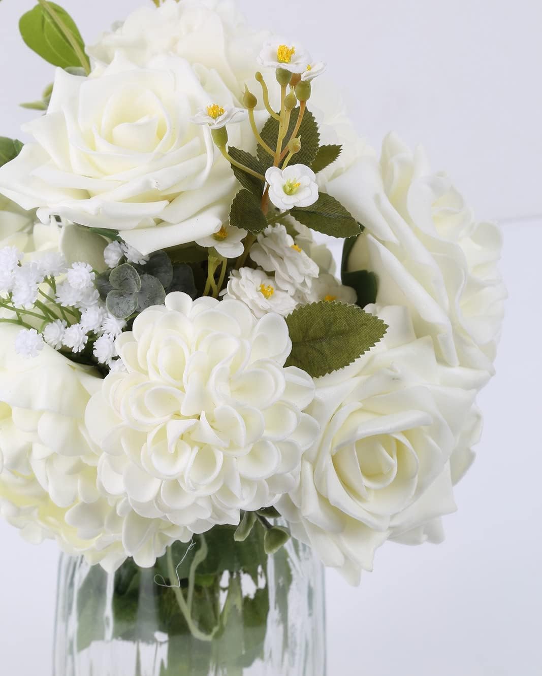 Ivory Flowers Foam Roses Bulk Combo Dahlia Artificial Flowers