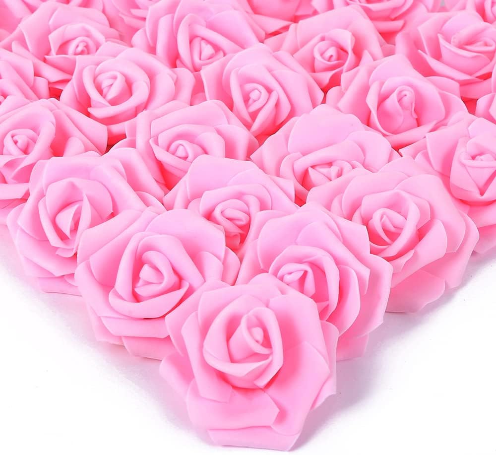 100 Pcs Real Looking Ivory White Foam Fake Roses